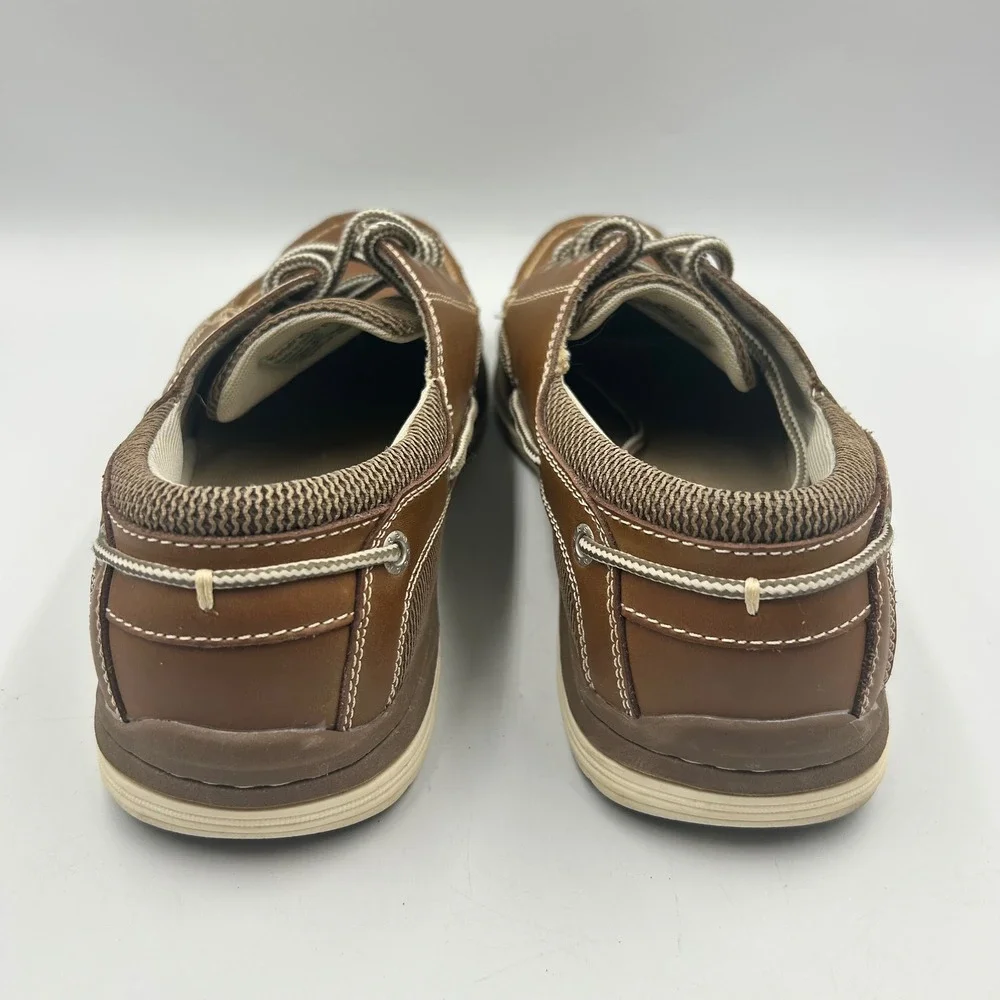 Dockers Castaway Boat Shoes Brown Mens 10.5M Leather Mesh Memory Foam EUC